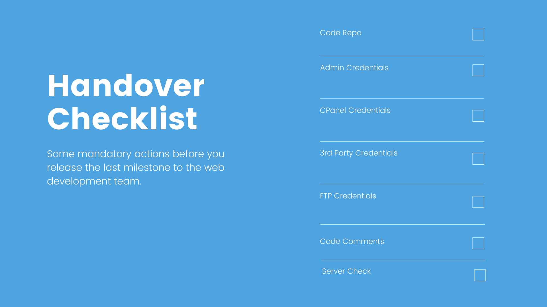 Handover Checklist