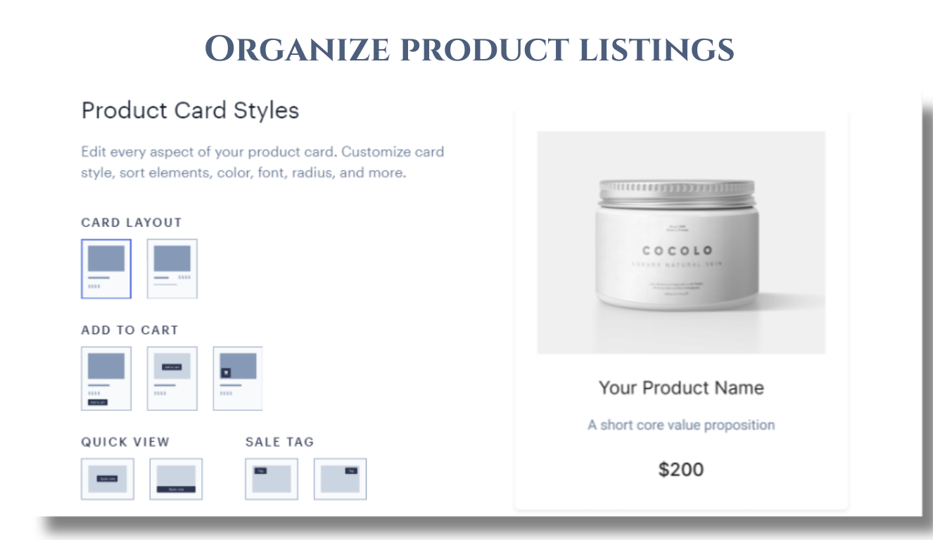 eCommerce product listing